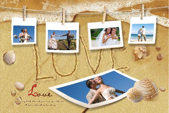 愛情＆ロマンチック photo templates 愛の砂浜